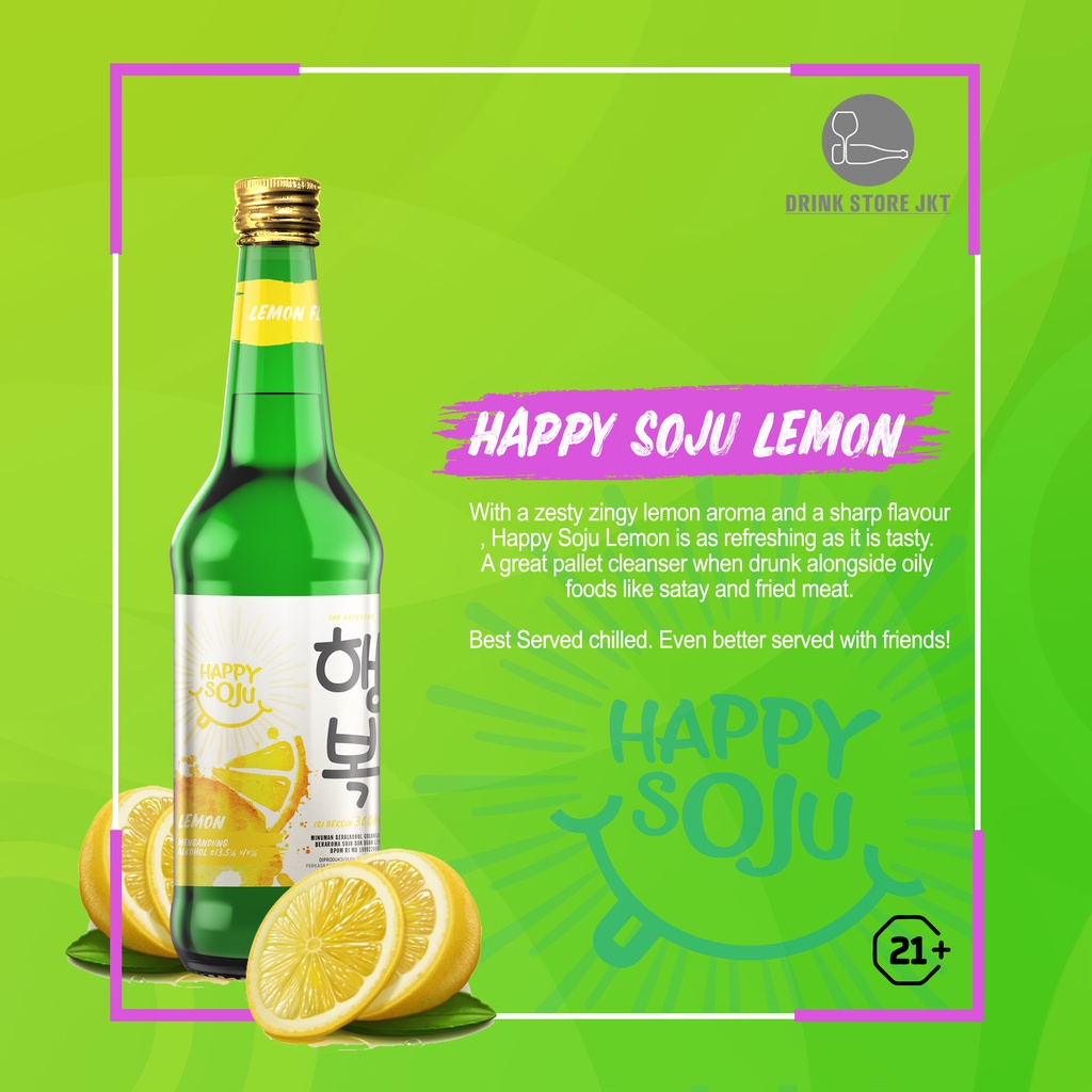 Jual Happy Soju Lemon 1 Botol 360ml Shopee Indonesia 8949