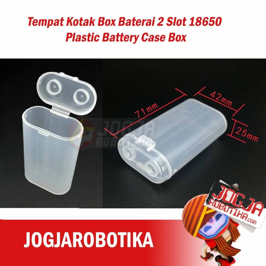 Jual Tempat Kotak Box Baterai 2 Slot 18650 Plastic Battery Case Box ...