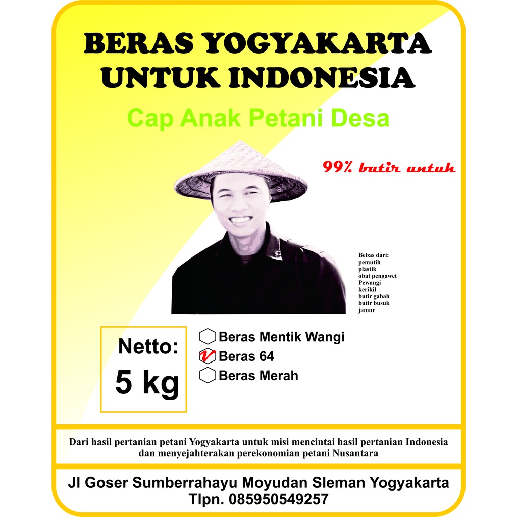Jual Beras 64 / C4 5kg (Beras Yogyakarta Untuk Indonesia) | Shopee