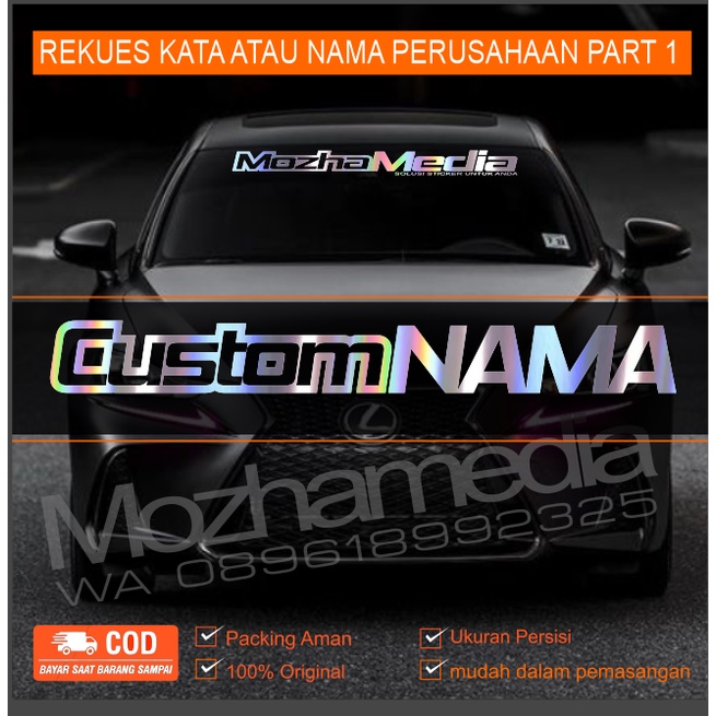 Jual Stiker Kaca Mobil Nama Custom Cutting Sticker Body Dan Kaca Mobil Nama Custom Shopee