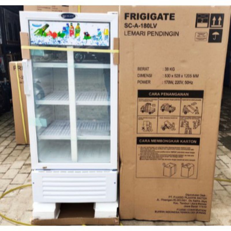 Jual showcase frigigate sc-a- 180lt Daya 170 watt 3 rak kapasitas 180L ...