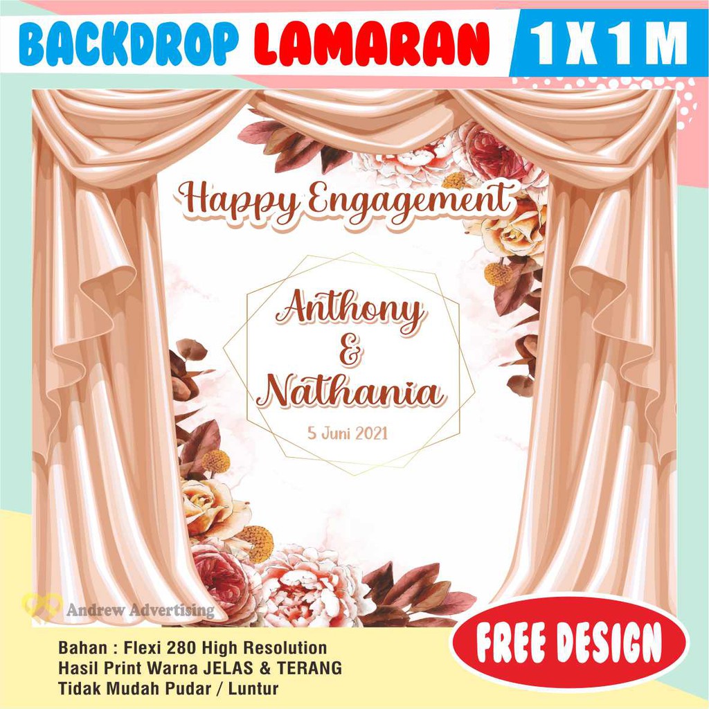 Jual Spanduk Backdrop Lamaran / Backdrop Tunangan / Dekorasi Lamaran ...