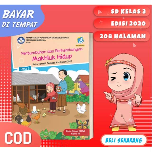 Jual Buku siswa tematik terpadu k13 dikbud kelas 3 tema 1 semester 1 ...