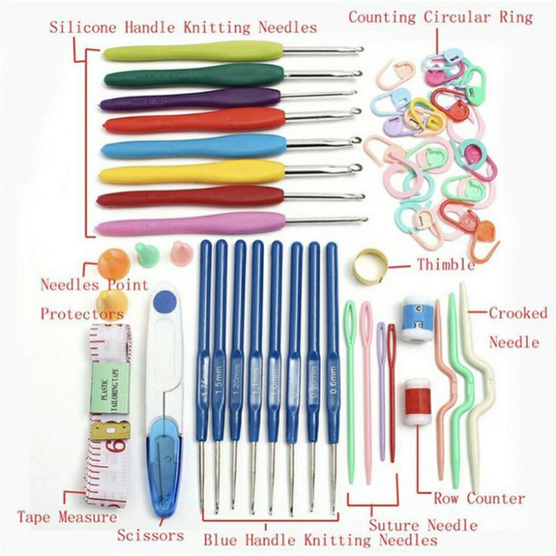 Jual Paket Alat Rajut Hakpen Set 63 pcs | Jarum Rajut Set | Set Hakpen ...