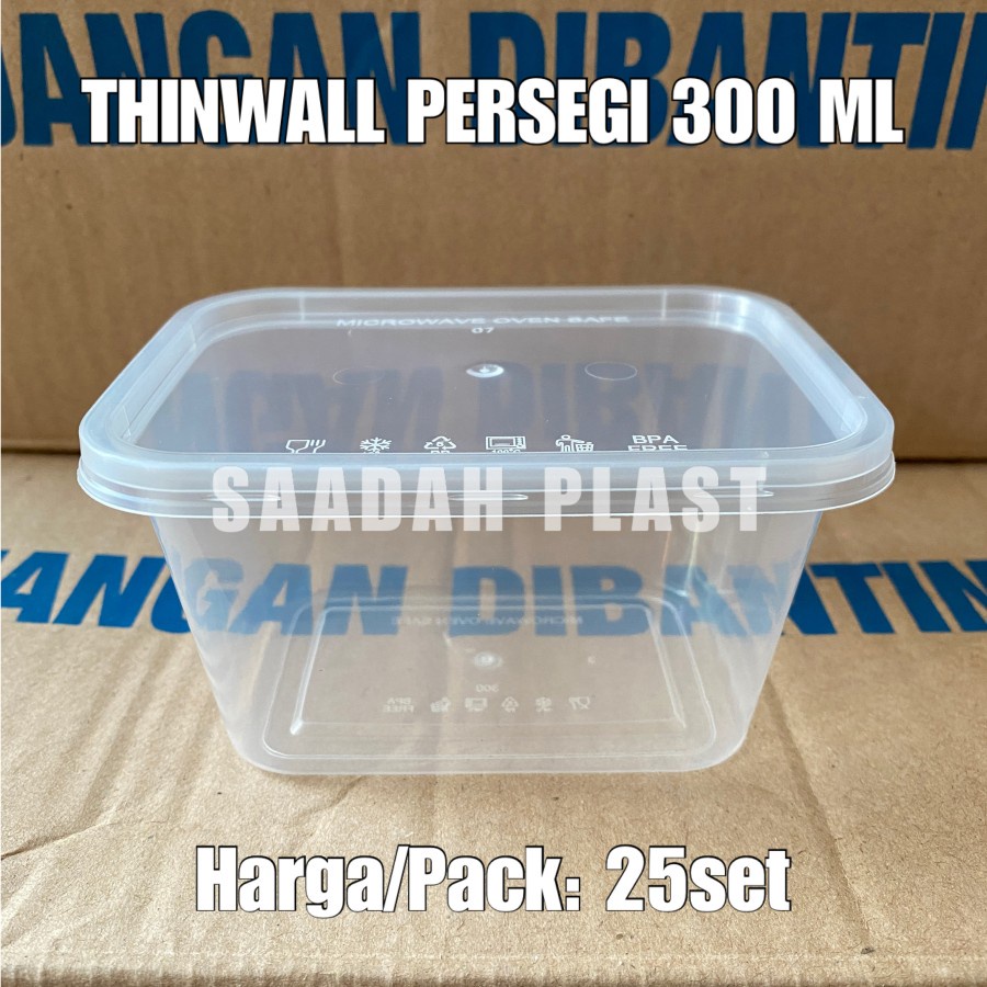 Jual Isi 25 Thinwall 300ml Kotak Persegi Rectangle 300 Ml Anti Panas