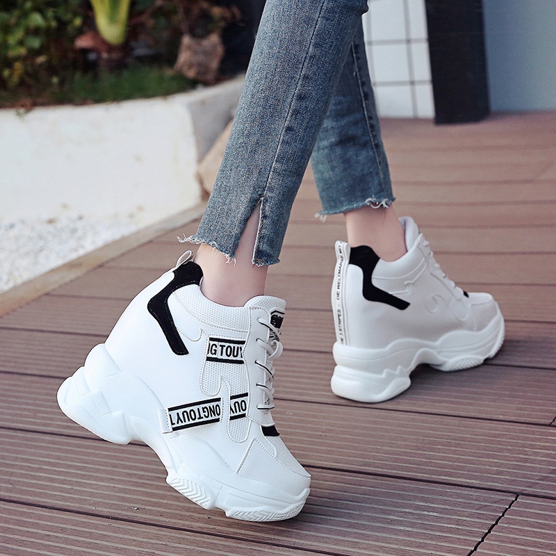 Jual 2020 White Trendy Shoes Women High Top Sneakers Women