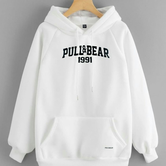 SWEATER HOODIE PULL&BEAR UNISEX FULL AND BEAR NAVY PUTIH HITAM JAKET BAHAN  FLACE