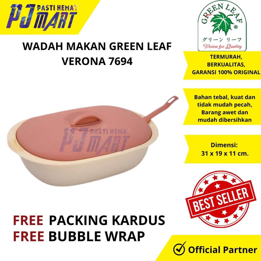 Jual Wadah Verona 7694 Green Leaf Wadah Lauk Sayur Wadah Makan