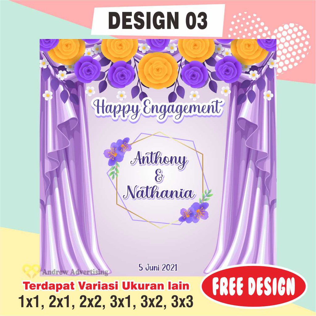 Jual Spanduk Backdrop Lamaran / Backdrop Tunangan / Dekorasi Lamaran