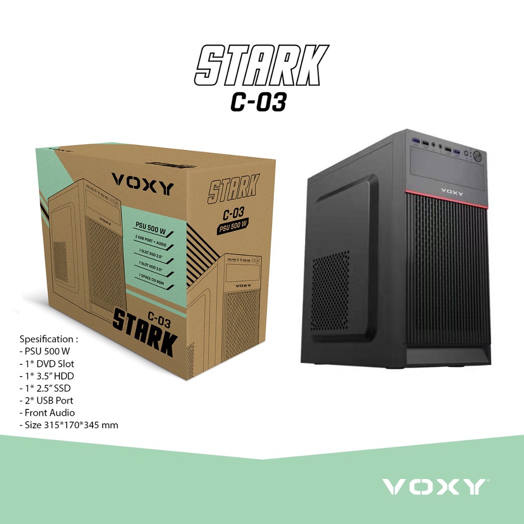 Jual CASING VOXY STARK C-03 WITH PSU 500W CASE PC CPU KOMPUTER | Shopee ...