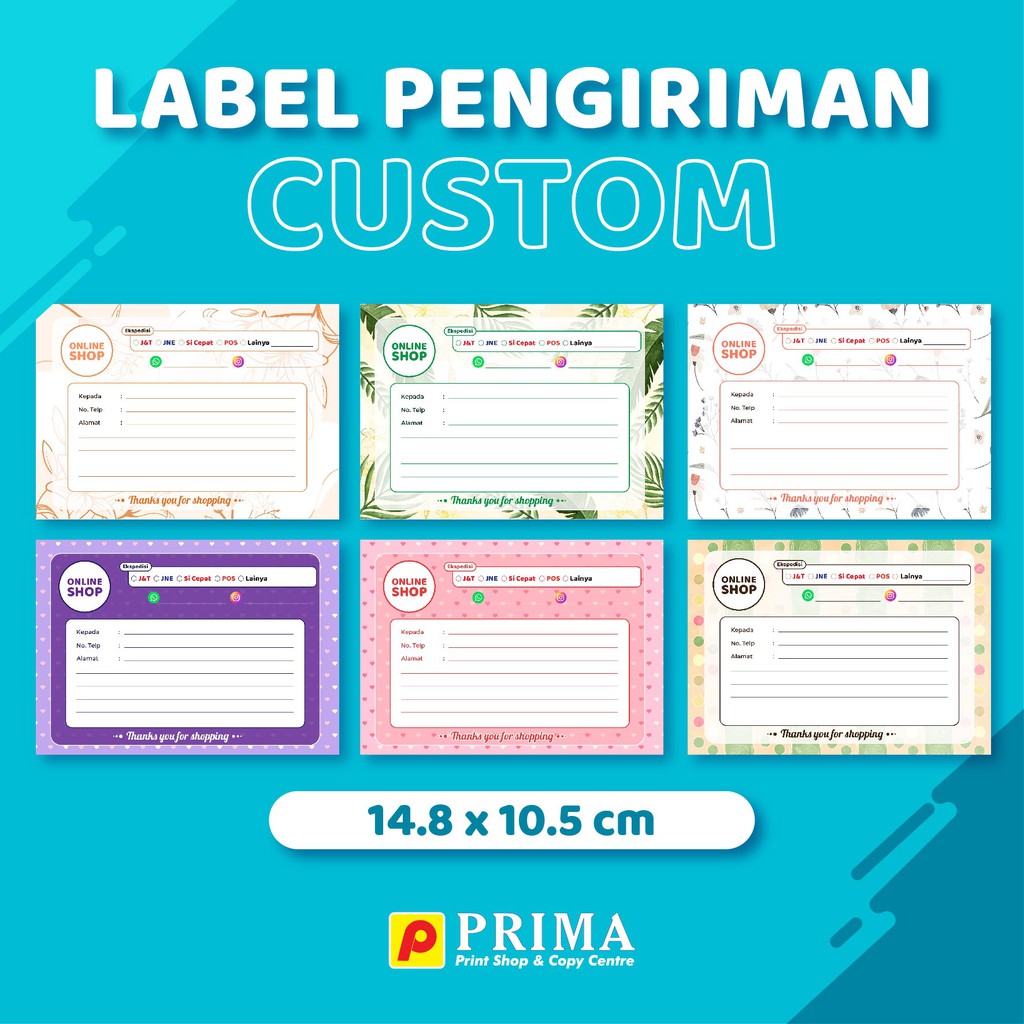 Jual Cetak Label pengirimian - Bisa Custom ( 14.8x10.5 cm ) | Shopee ...