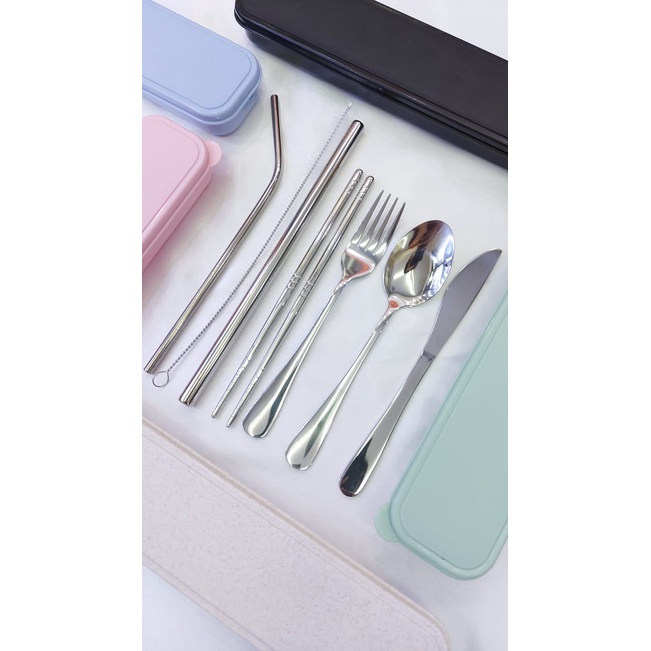 Jual Cutlery Set Stainless Steel Set 7 + Box (per Pc) | Shopee Indonesia