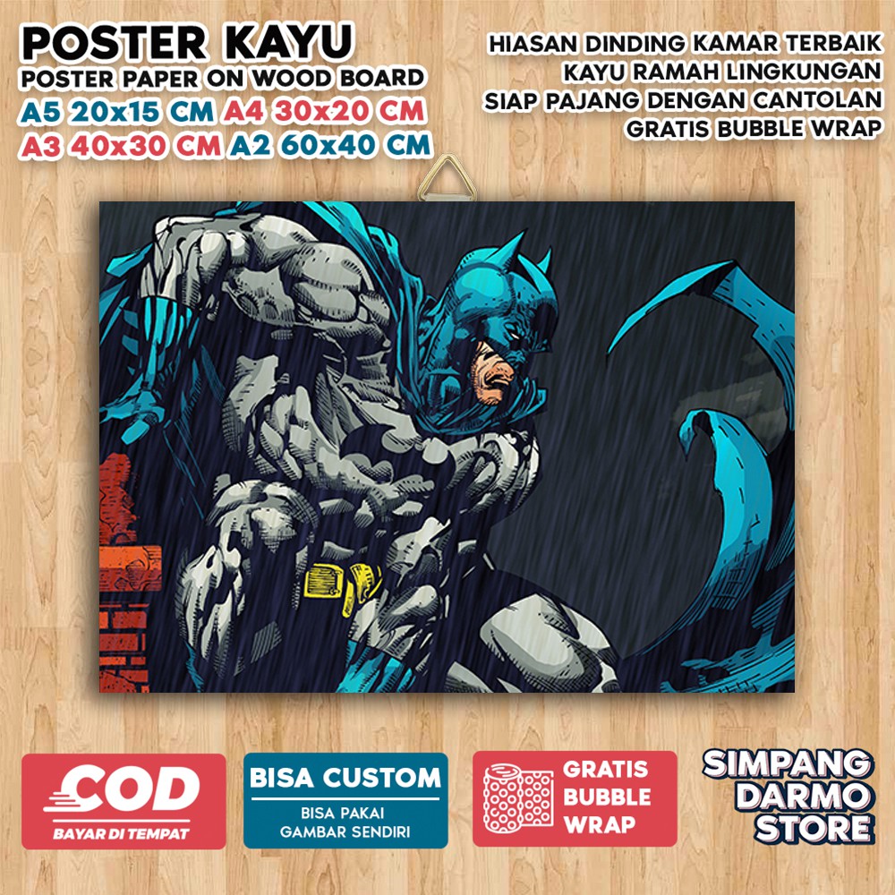 Jual Poster Kayu Dark Aesthetic Batman Tema Superhero Dc Pahlawan Super Hero Justice Leguea 6822