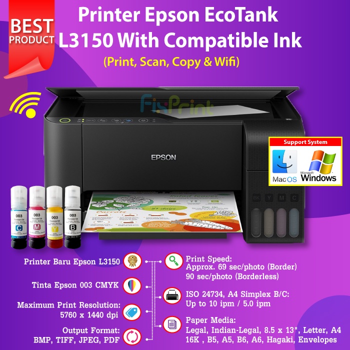 Jual Printer Epson L3150 L 3150 Ecotank Original Multifunction Print Scan Copy Wifi Wireless 0084