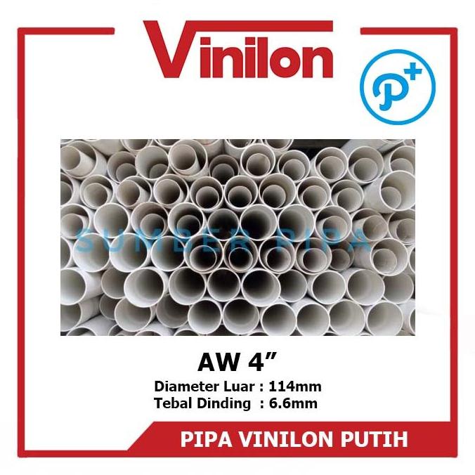Jual Pipa Pralon PVC Air Bersih Vinilon AW 4
