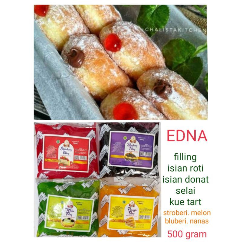 Jual isian donat bomboloni kue roti edna filling rasa buah 500 gram ...