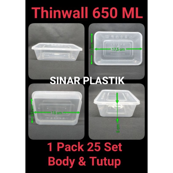 Jual Thinwall Kotak Makanan Food Container 650 Ml 1 Pack 25 Set