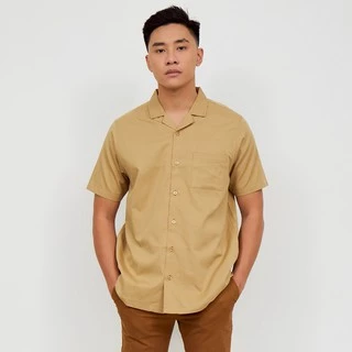 M231 Kemeja Pria Basic Polos Hawaii Oversized Pendek Khaki 2190C