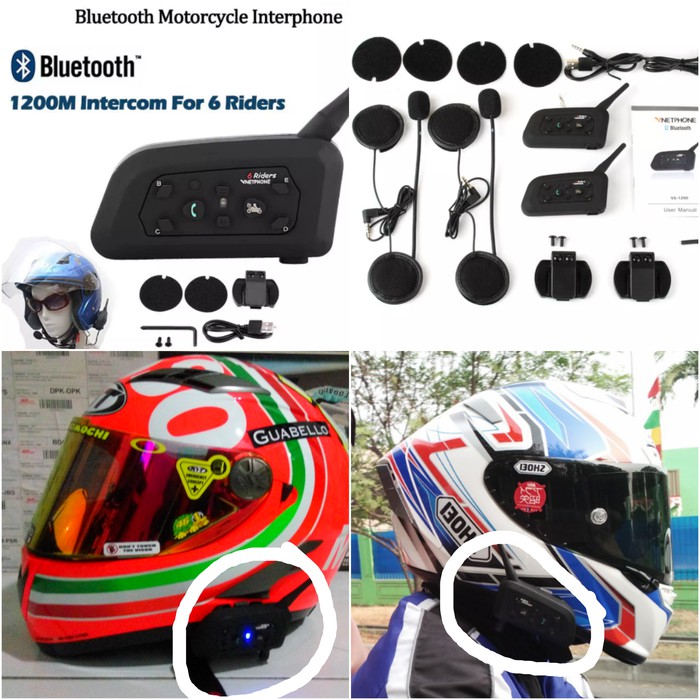 Jual Intercom V6 Bluetooth for Helm fullface halface | Shopee Indonesia