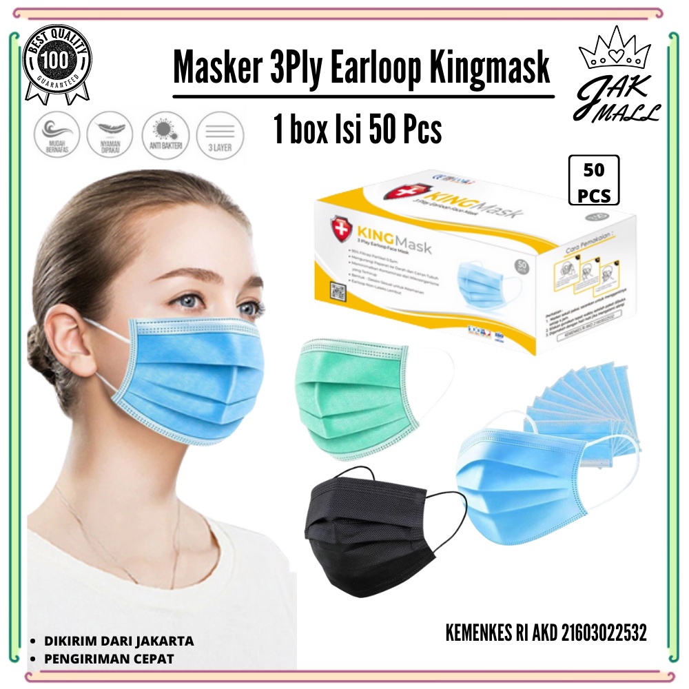 Jual Masker 3Ply Earloop Premium Isi 50Pcs JM | Shopee Indonesia