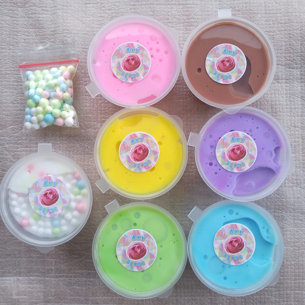 Jual (Cod) glossy slime dapet 6 cup sesuai gambar gratis floam | Shopee ...