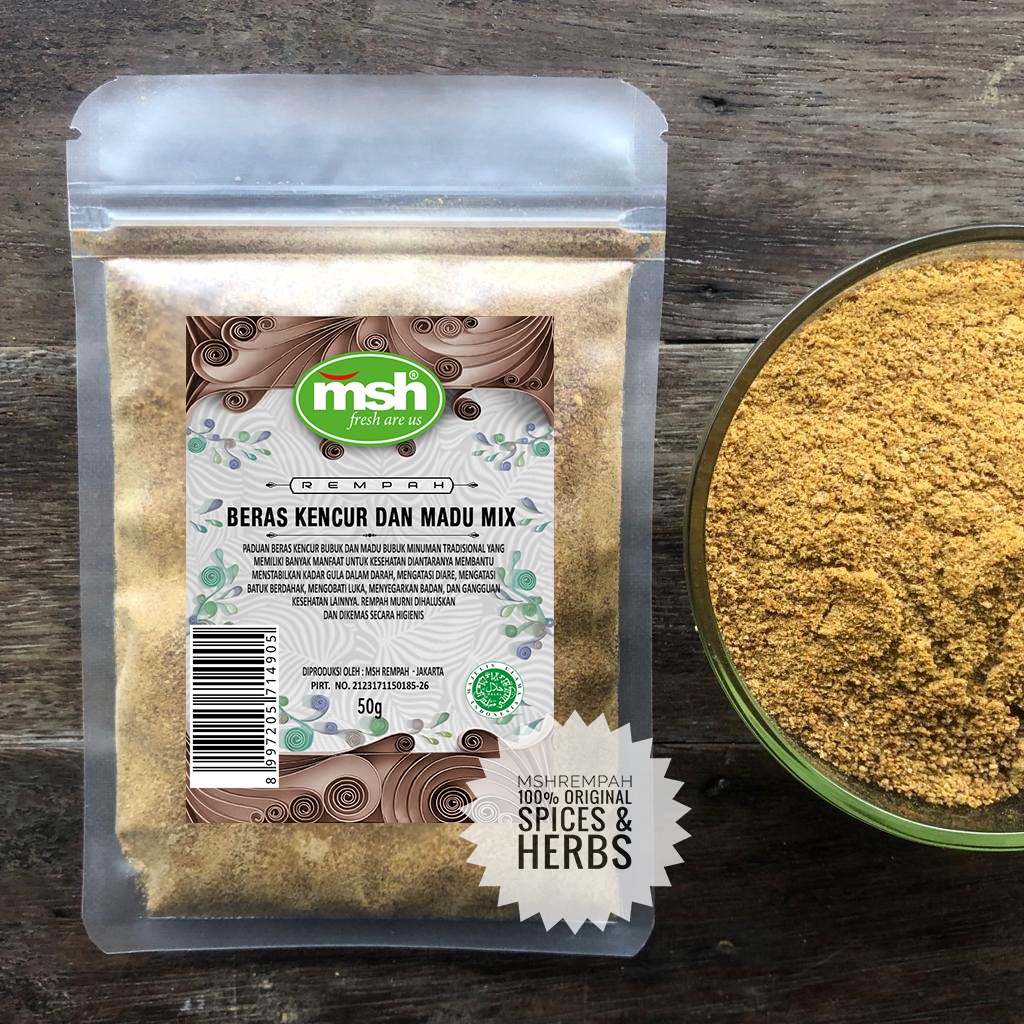 Beras kencur and honey mix powder 50g traditional herbal drink blend