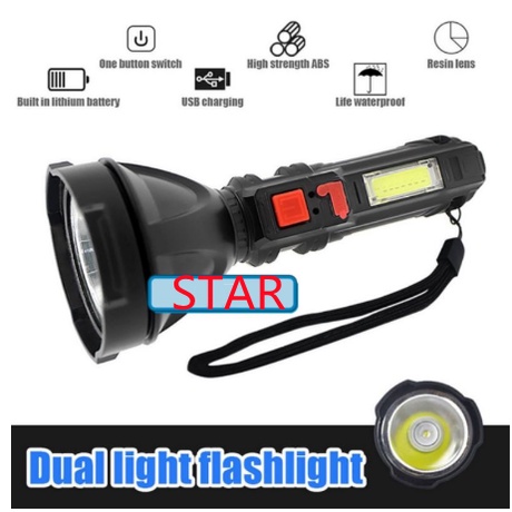 Jual SENTER LED CAS SUPER TERANG JARAK JAUH + COB 4 MODE 822 EMERGENCY ...