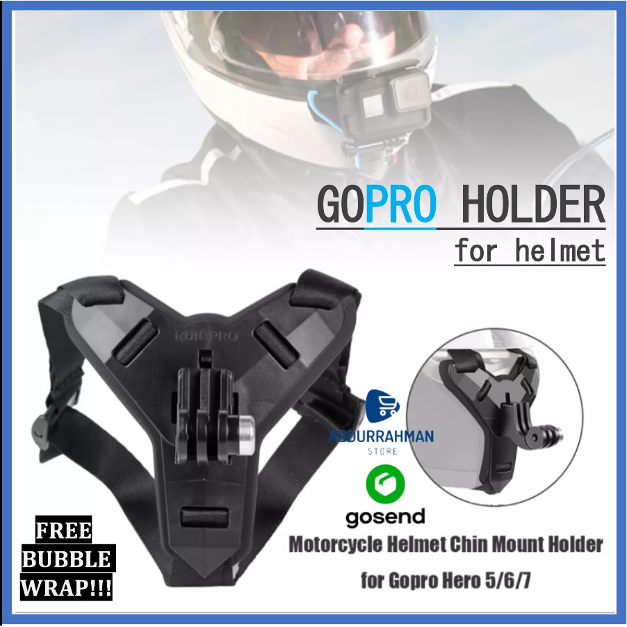 Motorcycle Helmet Chin Strap Mount With Non-slip & Shockproof Design For  Gopro Hero 9, 8, 7, (2018), 6 5 4 3, Hero Black, Session, Xiaomi Yi, Sjcam  (b