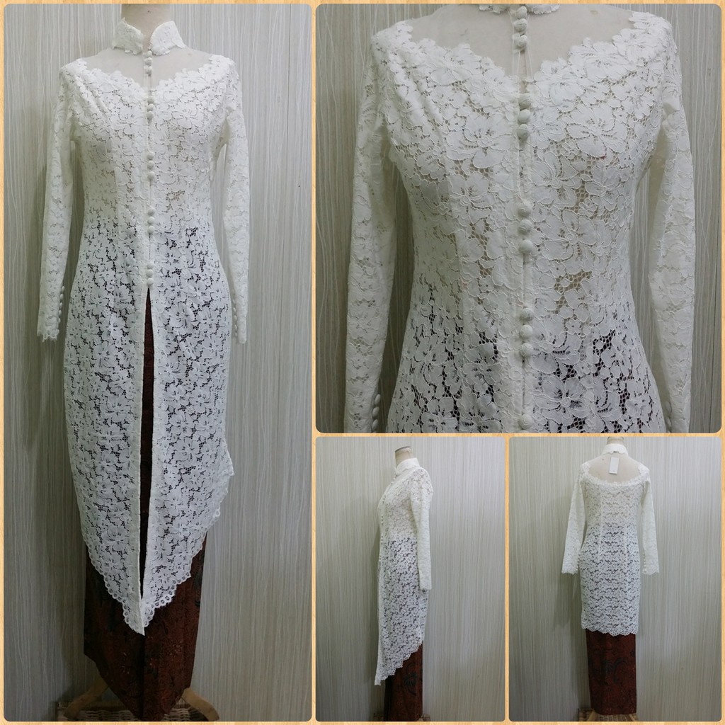 Jual KEBAYA PUTIH PENGANTIN Brokat Putih Kebaya Akad RR2005 / KEBAYA