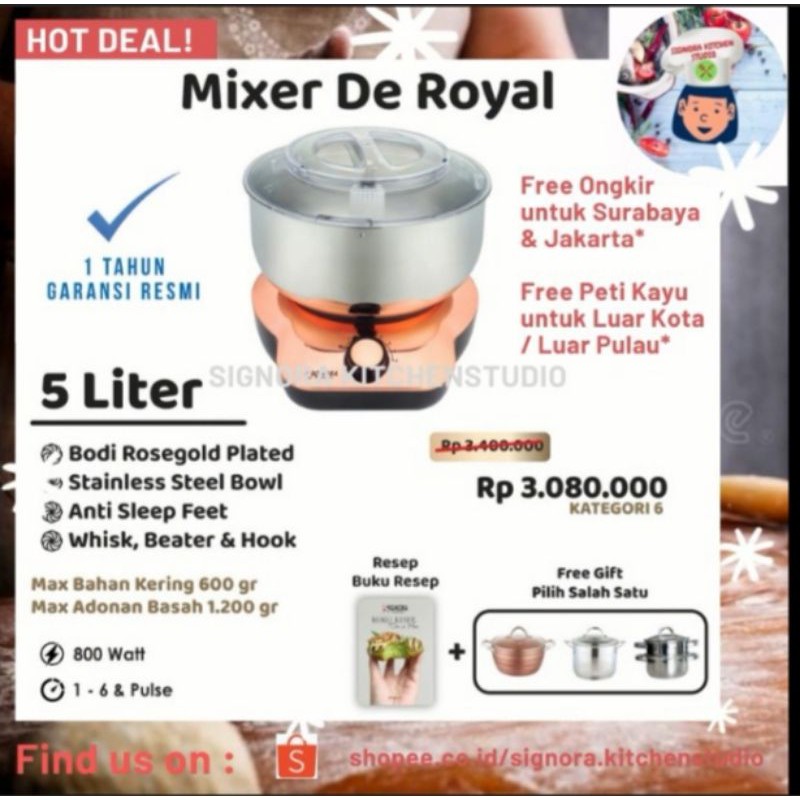 Jual Signora Stand Mixer De Royal 5 liter Shopee Indonesia