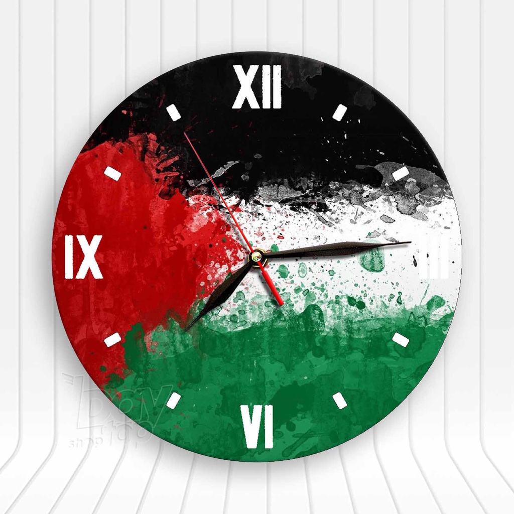 Jual Jam Dinding Kayu Mdf Bendera Palestina Palestine Flag Series Sweep Movement Shopee