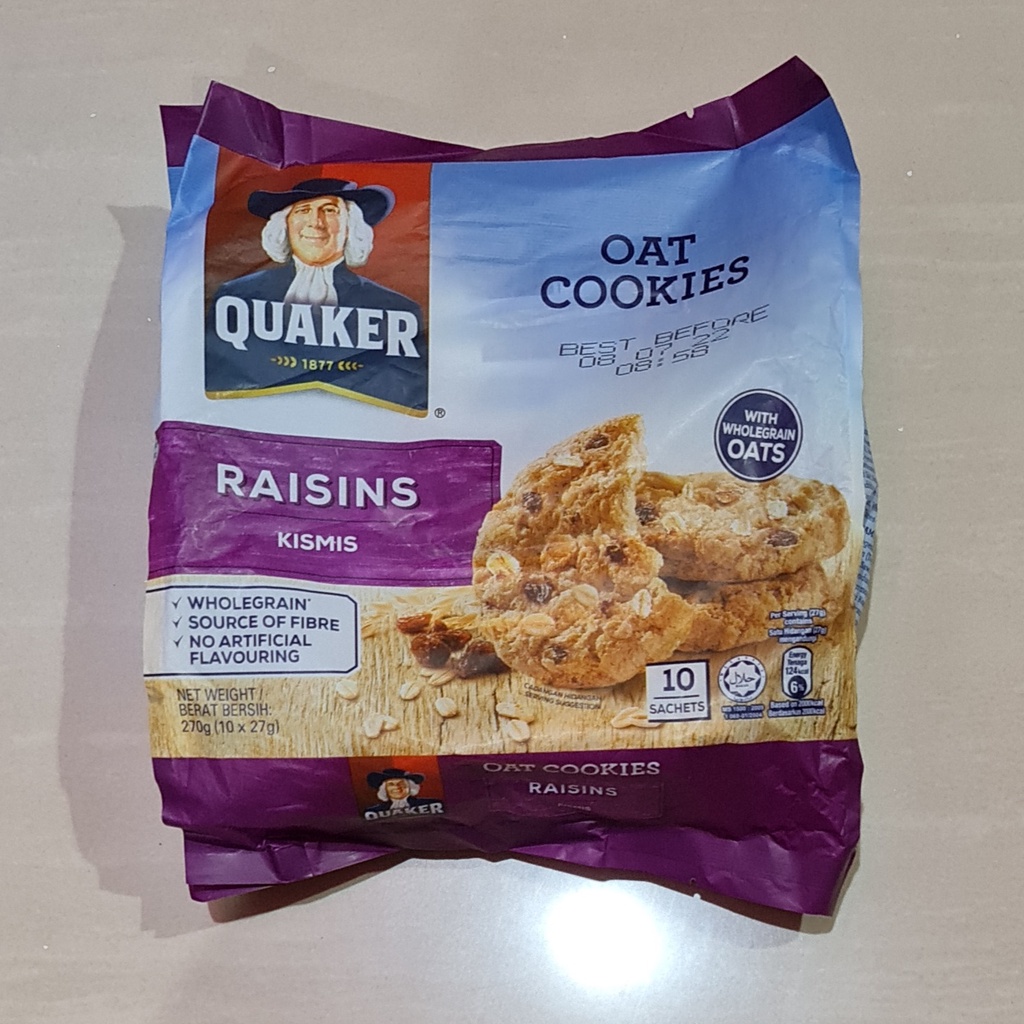 Jual Quaker Oat Cookies With Wholegrain Oats Raisins Kismis / Coklat 10 ...