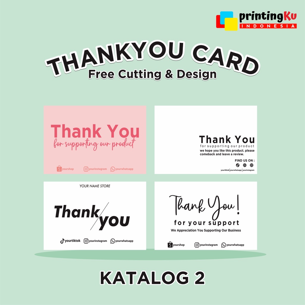 Jual Thank You Card Customkartu Ucapankartu Souvenirkartu Hamperskartu Terima Kasih Katalog 2113