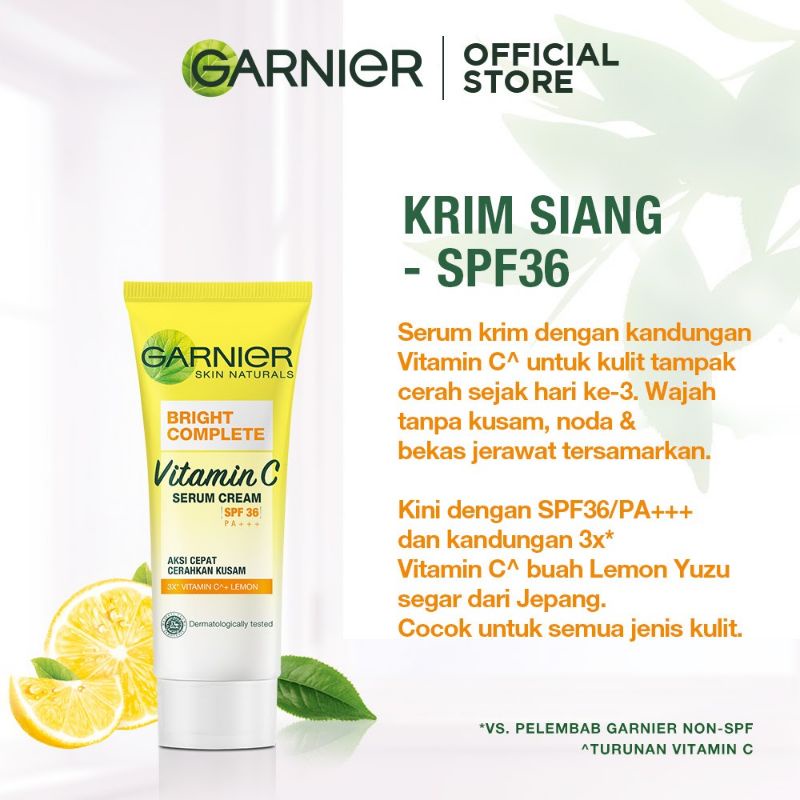 Jual Garnier Bright Complete White Speed Day Serum Cream UVA/UVB Skin ...