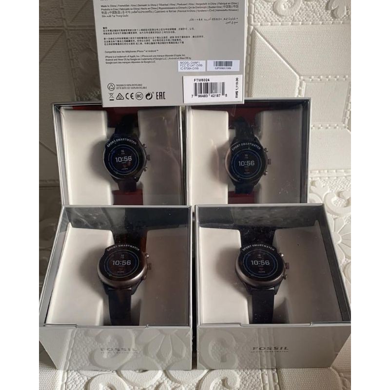 Jual FOSSIL SPORT SMARTWATCH FTW 6024 BLACK RUBBER | Shopee Indonesia