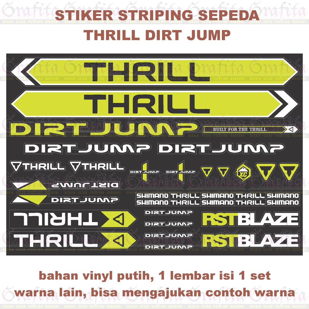Jual (1lbr = 1set) Stiker Striping Thrill Dirt Jump | Shopee Indonesia