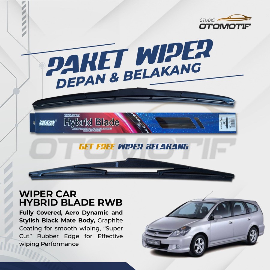 Jual Paket Depan Belakang Wiper HONDA STREAM 2003-2006 RWB Hybrid 3 PCS ...