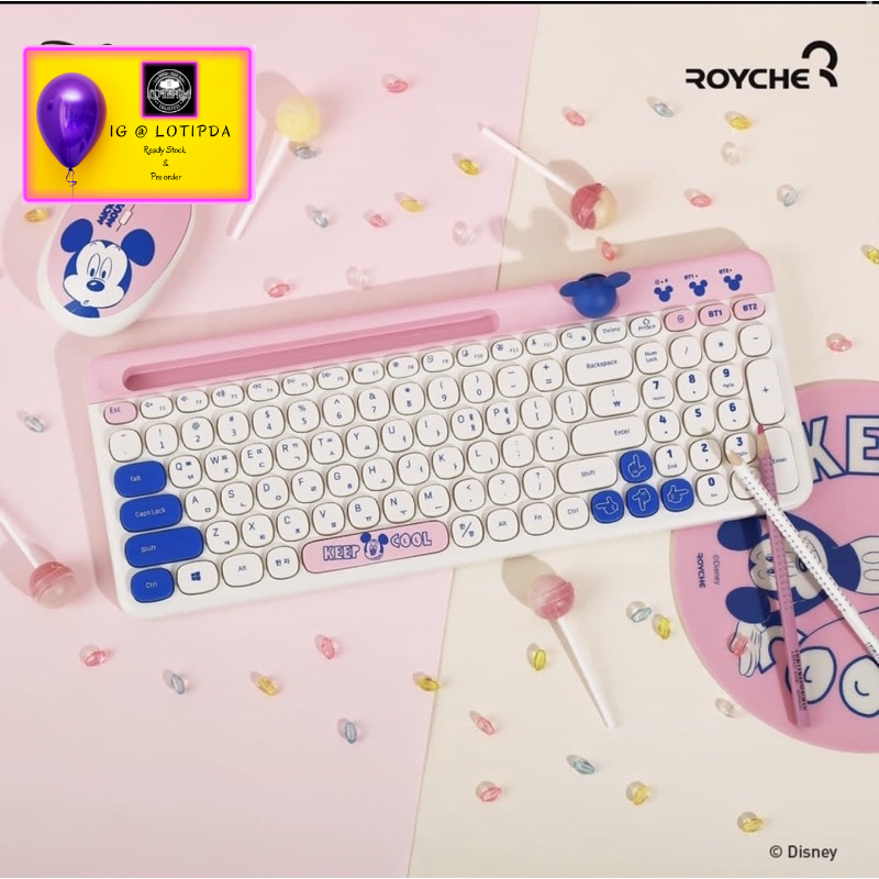 Jual mickey mouse keyboard multi pairing bluetooth wireless from royche