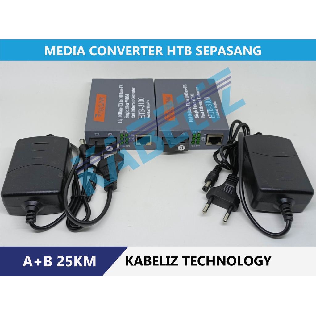 Jual Media Converter HTB3100 A+B Fiber Optic Konverter HTB-3100 Netlink ...