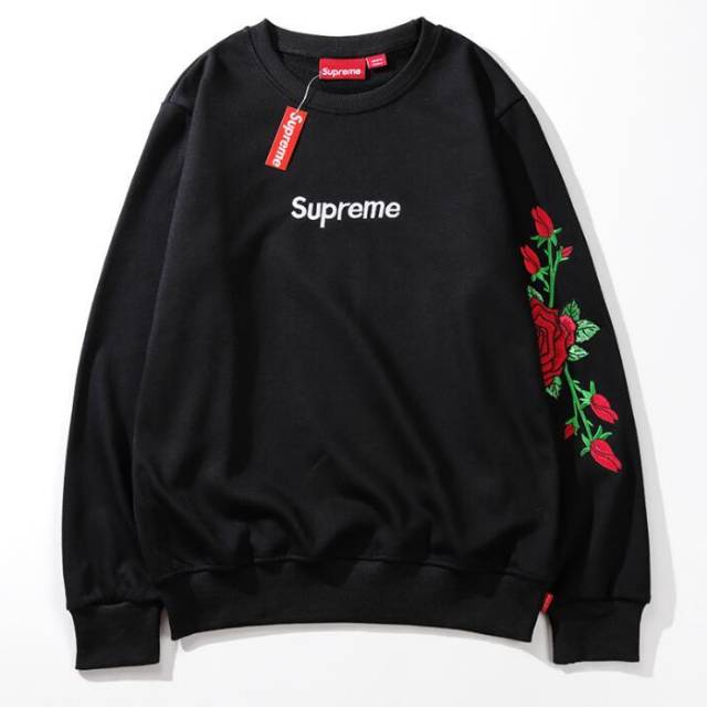 Supreme Rose Sweater Crewneck Hitam