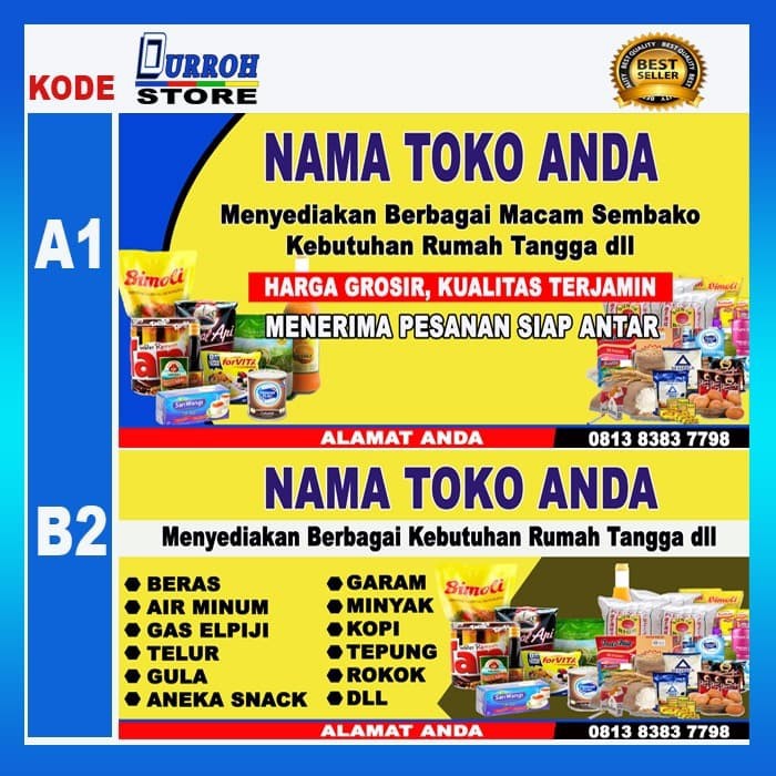 Jual Spanduk / Banner Toko Kelontong / Toko Sembako BISA REQUEST | Shopee Indonesia