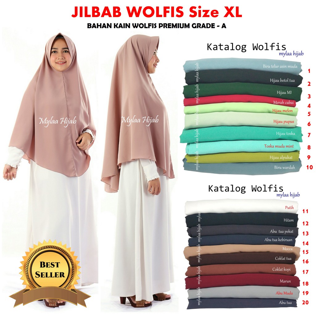 Jilbab Instan Size XL bahan WOLFIS Wolpeach anak sekolah premium grade A HARGA GROSIR TERMURAH