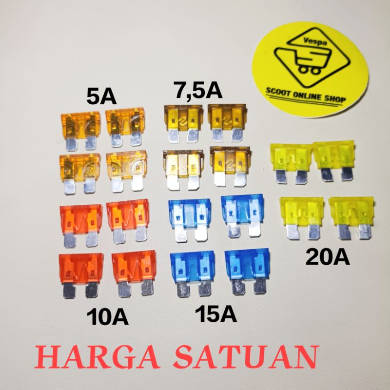 Jual Fuse Vespa / Sikring Vespa 5A / 7,5A / 10A / 15A / 20A/3A | Shopee
