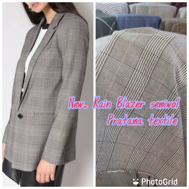 Jual Kain Blazer Semi Wool / Bahan Semi Wool Tebal Motif Kotak ( Per 0 ...