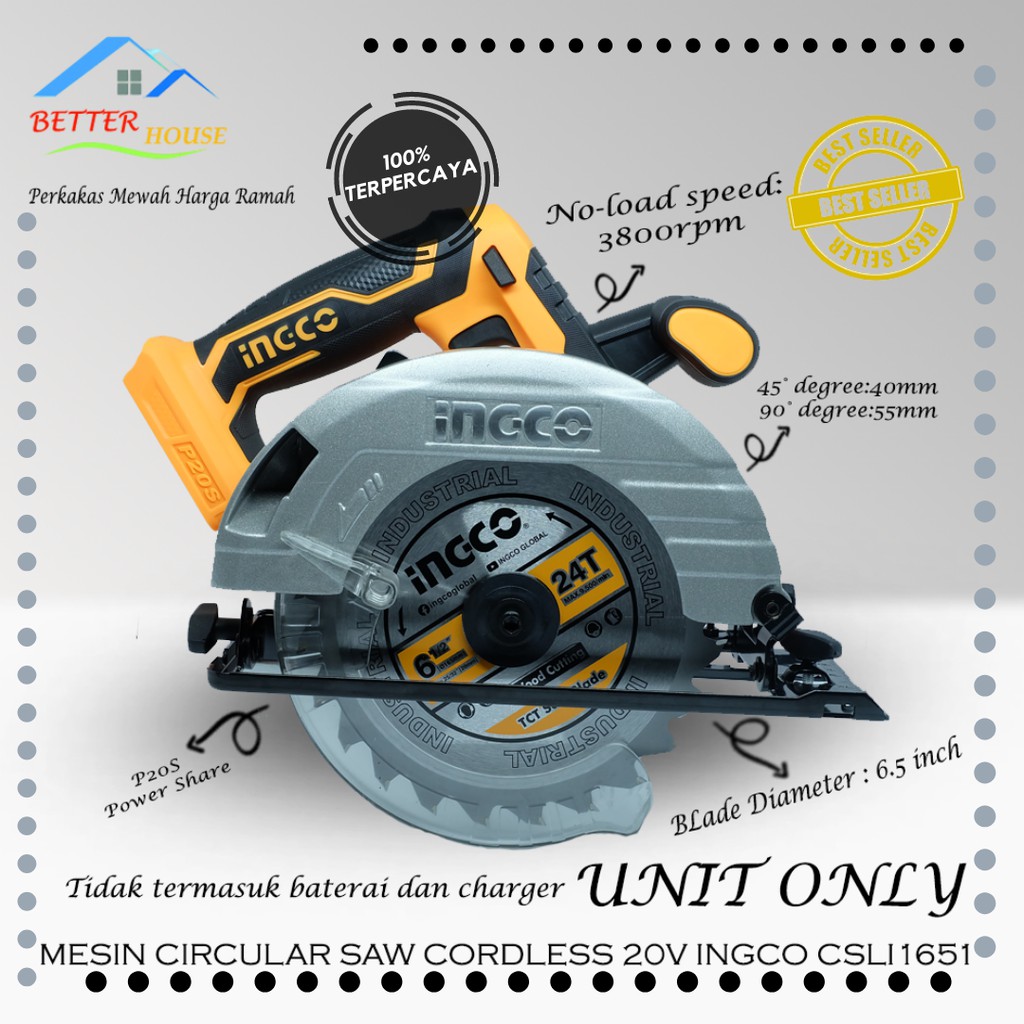 Ingco csli1651 discount cordless circular saw