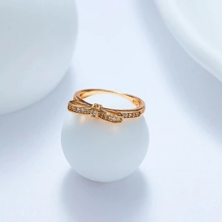 Hyl Jewelry 61J Cincin Titanium Wanita Emas Muda Anti Karat Asli Silver Emas Couple Dewasa Dan Luntur Logam Asesoris