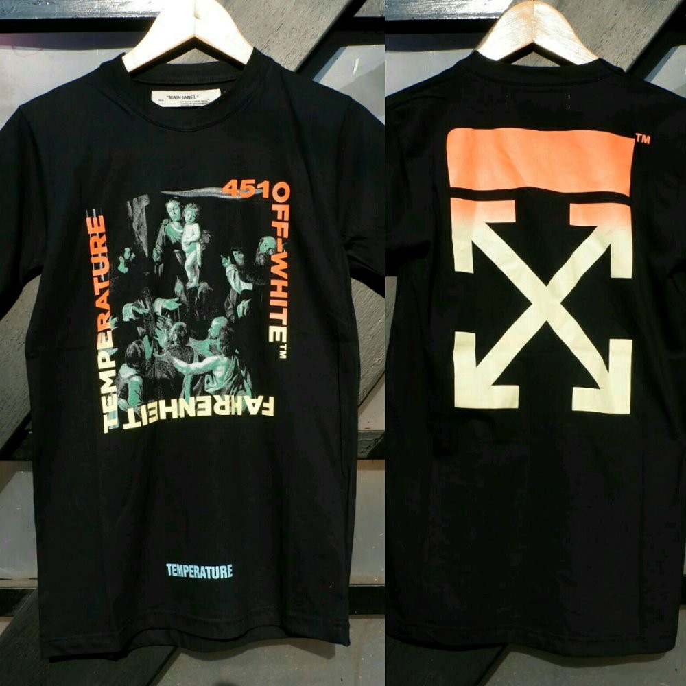 Jual Kaos Distro Off White Fahrenheit 451 Temperature Hitam