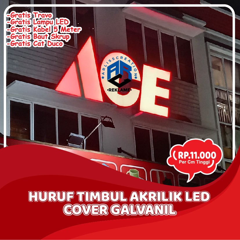 Jual Huruf Timbul Akrilik Led Cover Plat Galvanil Acrylic Timbul