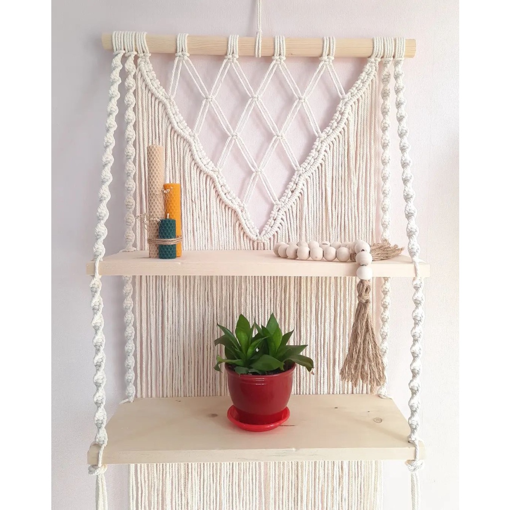 Jual READYSTOCK macrame shelf hanging/ macrame rak/ rak dinding k29 ...