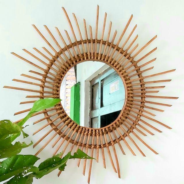 Jual KACA CERMIN AESTHETIC ROTAN DEKORASI DINDING GERAISURYA | Shopee ...